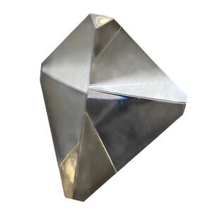 Signed Steuben Crystal Geometric Tetrahedron Prism Paperweight Sculpture USA